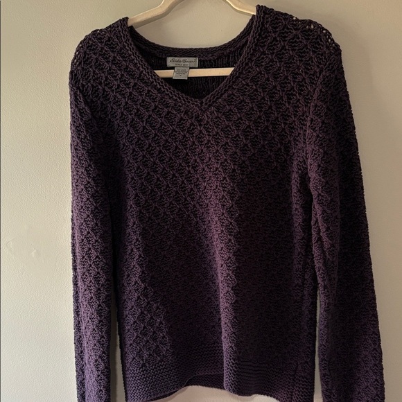 Eddie Bauer Deep Purple V-Neck Sweater Size M - Picture 3 of 4